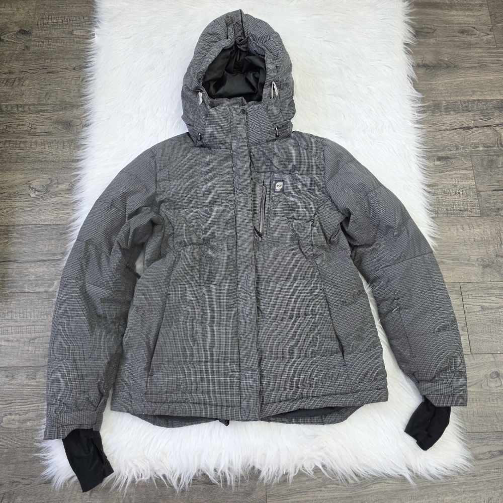 Orange  Gray Hooded Ski Jacket‎